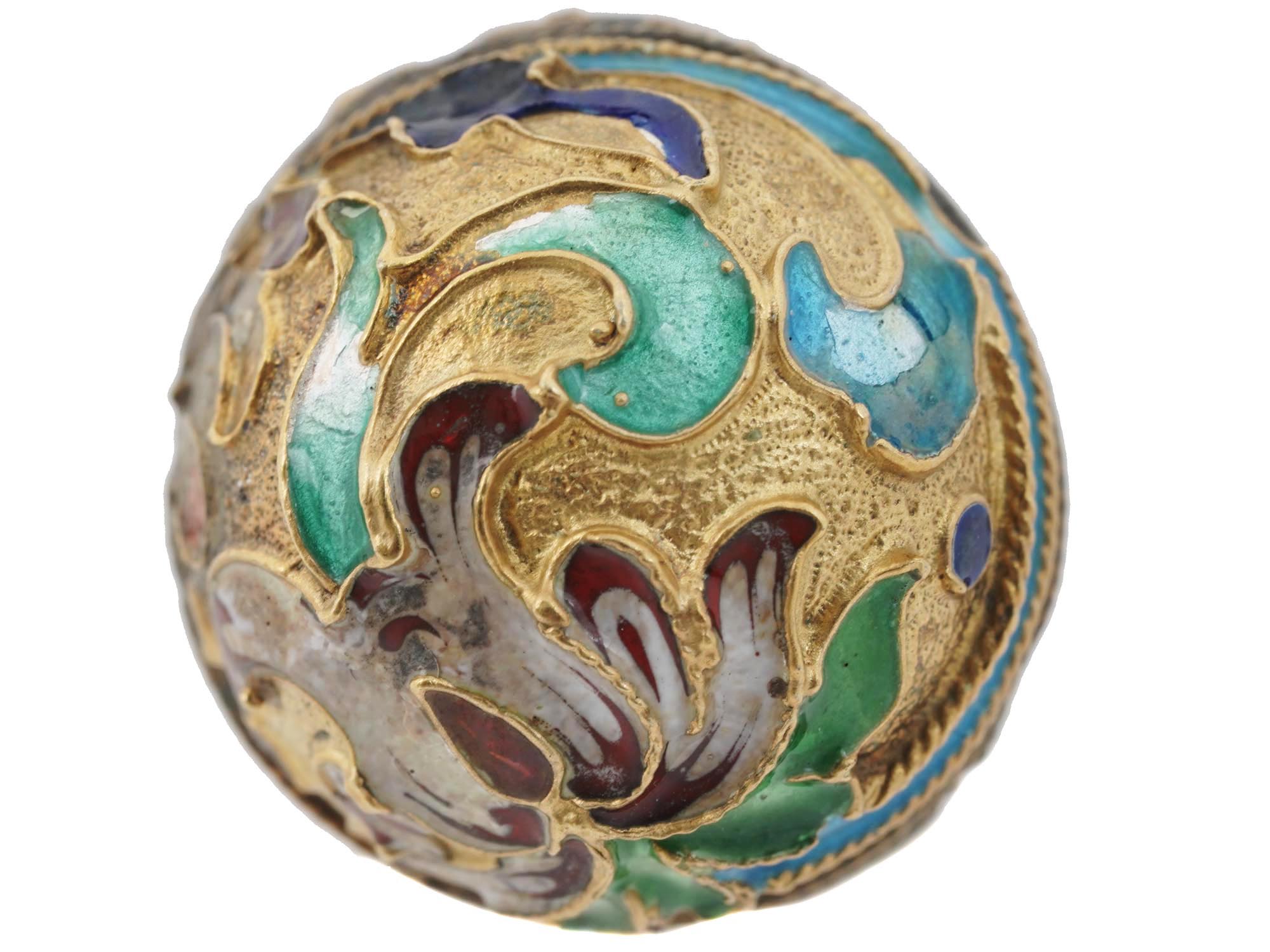 RUSSIAN SILVER GILT CLOISONNE ENAMEL EGG PENDANT PIC-6